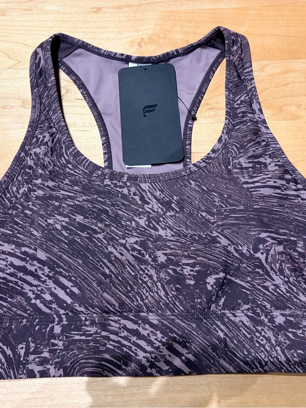 Fabletics Plum-Pattern Racerback Sports Bra